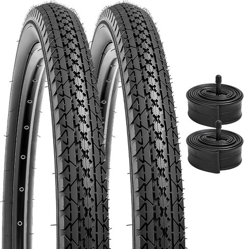 YUNSCM 2-PCS 24" Road Bike Tires 24x2.125/57-507 and 24" Bike Tubes AV32mm Schrader Valve Compatible with 24x2.0 24x2.10 24 x 2.125 24x2.15 Bike Bicycle Tires and Tubes (Y-685) in Kuwait