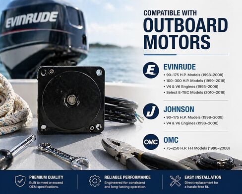 Tilt Trim Motor Compatible with OMC, Evinrude & Johnson Outboard Marine Engines 75HP-250HP FFI 98 99 00 01 02 03 04 05 06 07 08 Replaces 438786 439937 5005254 6238 18-6281 74-35-10844 12 Volt in Kuwait