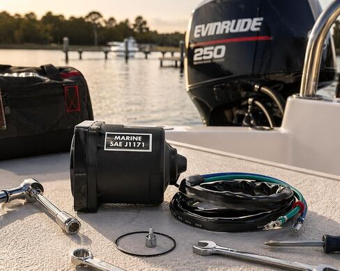 Tilt Trim Motor Compatible with OMC, Evinrude & Johnson Outboard Marine Engines 75HP-250HP FFI 98 99 00 01 02 03 04 05 06 07 08 Replaces 438786 439937 5005254 6238 18-6281 74-35-10844 12 Volt in Kuwait