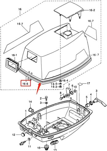 OVERSEE 3F3-67501-0 Top Cowl Seal For Tohatsu Outboard Motor 2 Stroke 6HP 8HP 9.8HP Top Cowling UV anti-aging Motor Cover Upper in Kuwait