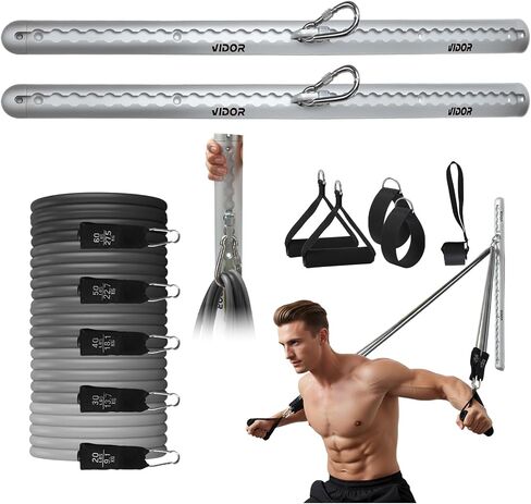 Resistance Band Wall Mount System - Heavy Duty Wall Anchor for Resistance Bands, Workout Wall Anchor with Aluminium Bracket for Home Gym Cable Machine & Fitness (with2Rails and Grey Resistance Band) in Kuwait
