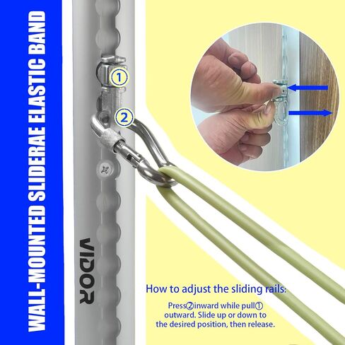 Resistance Band Wall Mount System - Heavy Duty Wall Anchor for Resistance Bands, Workout Wall Anchor with Aluminium Bracket for Home Gym Cable Machine & Fitness (with2Rails and Grey Resistance Band) in Kuwait
