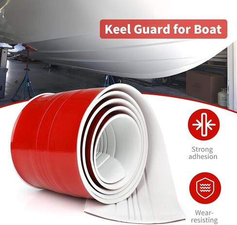 keel guard for fiberglass boat, Hull Protector for Bass Boats and Fishing Boats, aluminum boat accessories, prevents rock ramp scratch damage, is easy to install and sticks firmly (6.6ft/ White) in Kuwait