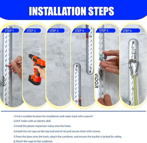 Resistance Band Wall Mount System - Heavy Duty Wall Anchor for Resistance Bands, Workout Wall Anchor with Aluminium Bracket for Home Gym Cable Machine & Fitness (with2Rails and Grey Resistance Band) in Kuwait