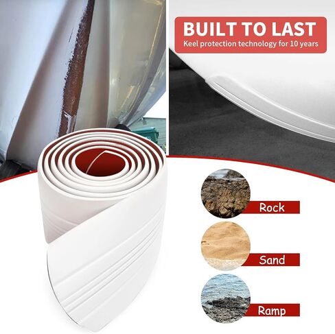 keel guard for fiberglass boat, Hull Protector for Bass Boats and Fishing Boats, aluminum boat accessories, prevents rock ramp scratch damage, is easy to install and sticks firmly (6.6ft/ White) in Kuwait