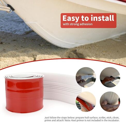 keel guard for fiberglass boat, Hull Protector for Bass Boats and Fishing Boats, aluminum boat accessories, prevents rock ramp scratch damage, is easy to install and sticks firmly (6.6ft/ White) in Kuwait