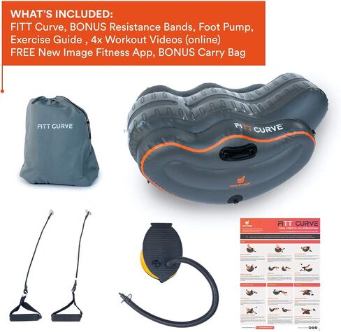 New Image FITT Curve Inflatable Total Body Workout System - Core Strength, Balance & Flexibility Trainer with Resistance Bands & Exercise Guide - Portable Home Fitness Platform in Kuwait