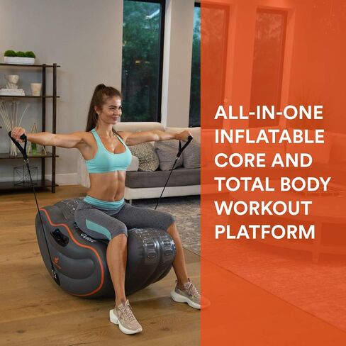 New Image FITT Curve Inflatable Total Body Workout System - Core Strength, Balance & Flexibility Trainer with Resistance Bands & Exercise Guide - Portable Home Fitness Platform in Kuwait
