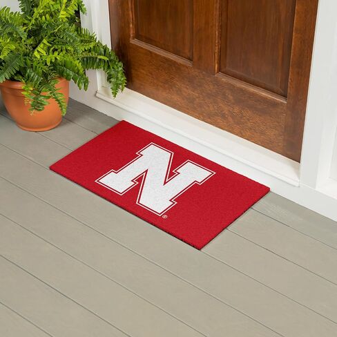 Team Sports America NCAA University of Nebraska Sports Doormat | Indoor Outdoor Entrance | 28 x 16 Inches | Non-Slip Front Door Mats | Official Licensed | Sports Fans Entryway Welcome Rug in Kuwait