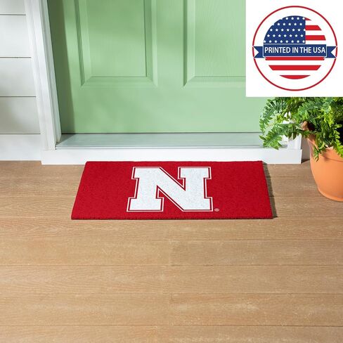 Team Sports America NCAA University of Nebraska Sports Doormat | Indoor Outdoor Entrance | 28 x 16 Inches | Non-Slip Front Door Mats | Official Licensed | Sports Fans Entryway Welcome Rug in Kuwait