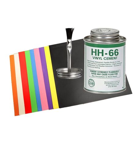 طقم إصلاح الفينيل HH-66 للمواد القابلة للنفخ والمنازل المرتدة، يتضمن أسمنت فينيل 4 أونصة و9 رقع PVC شديدة التحمل مقاس 8 × 8 بوصة 18 أونصة، طقم تصحيحات إصلاح مقاومة للماء in Kuwait