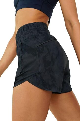 Tough Mode Gray Pattern Shorts for Women, Women's Athletic Shorts, High Waisted Running Shorts Pockets Sporty Shorts Gym Elastic Workout Short-S in Kuwait