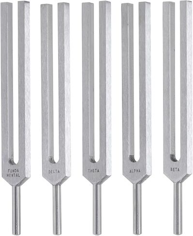 Biosonics Set of 5 Brain Tuning Forks - Includes 5 Tuning Forks, Pamphlet, & Velvet Bag/Developed Based on Brain Wave Studies in Saudi Arabia