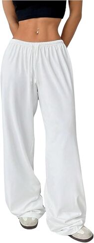 Women's Drawstring Waist Straight Streetwear Long Wide Leg Pants Sweatpants in Saudi Arabia