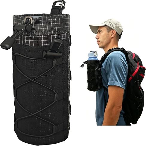 حامل زجاجة مياه بحزام كتف خفيف الوزن ممتد الارتفاع - يناسب زجاجات 20-34oz | حقيبة ظهر شديدة التحمل للمشي لمسافات طويلة والسفر وركوب الدراجات والجري in Kuwait