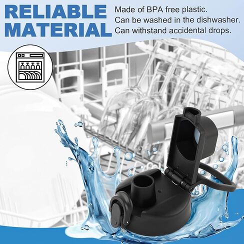 2 PCS Replacement Spout Lid for Wide Mouth with D-Ring Shape Locking Carabiner, Water Bottle Lid Replacement Compatible with Hy-DRO Flask, Bubba, Cont-igo, Iron Flask in Kuwait