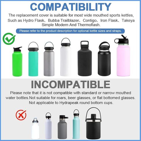 2 PCS Replacement Spout Lid for Wide Mouth with D-Ring Shape Locking Carabiner, Water Bottle Lid Replacement Compatible with Hy-DRO Flask, Bubba, Cont-igo, Iron Flask in Kuwait