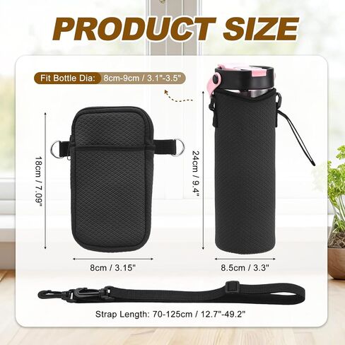 Water Bottle Carrier Bag, Neoprene Insulated Water Bottle Sleeve Tumbler Cup Holder Bag in Kuwait