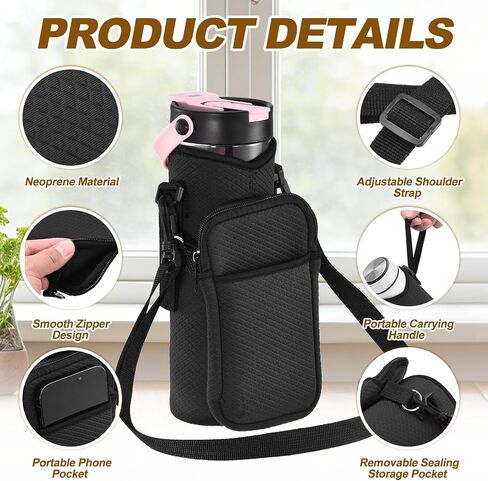Water Bottle Carrier Bag, Neoprene Insulated Water Bottle Sleeve Tumbler Cup Holder Bag in Kuwait