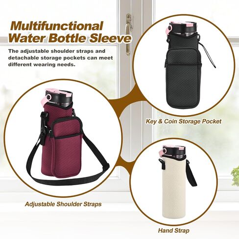Water Bottle Carrier Bag, Neoprene Insulated Water Bottle Sleeve Tumbler Cup Holder Bag in Kuwait