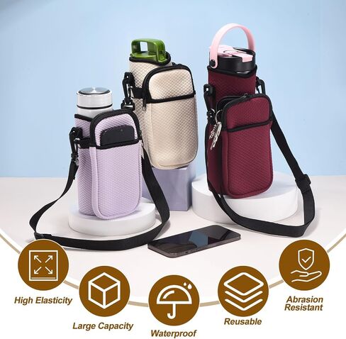 Water Bottle Carrier Bag, Neoprene Insulated Water Bottle Sleeve Tumbler Cup Holder Bag in Kuwait