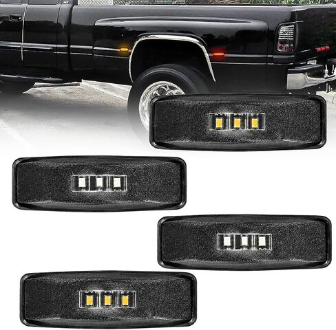 Lens Chrome LED Side Marker Light fit 94-01 Dodge Ram 1500，94-02 Dodge Ram 2500 3500 w/Dually Fender Lamps 4Pcs Surface Mount Marker Lights in Saudi Arabia