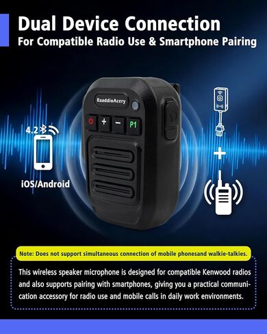 ميكروفون مكبر صوت لاسلكي لـ Kenwood NX700 NX800 NX-820 NX-920 TK8180 TK7180 TK7360 TK8160 ميكروفون لاسلكي طويل المدى للسيارة مع مشبك 360 درجة، شحن USB-C in Kuwait