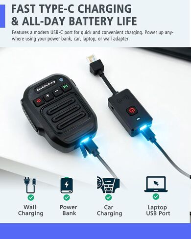 ميكروفون مكبر صوت لاسلكي لـ Kenwood NX700 NX800 NX-820 NX-920 TK8180 TK7180 TK7360 TK8160 ميكروفون لاسلكي طويل المدى للسيارة مع مشبك 360 درجة، شحن USB-C in Kuwait