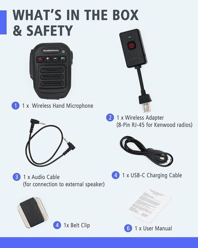 ميكروفون مكبر صوت لاسلكي لـ Kenwood NX700 NX800 NX-820 NX-920 TK8180 TK7180 TK7360 TK8160 ميكروفون لاسلكي طويل المدى للسيارة مع مشبك 360 درجة، شحن USB-C in Kuwait