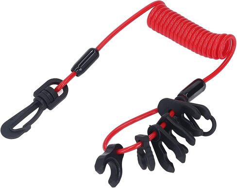 Boat Kill Switch Lanyard, Boat Engine Switch Lanyard Safety Tether Emergency Stop Spring Wire PU for Outboard Motor Replacement (Red) in Kuwait