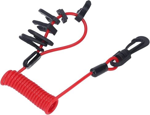 Boat Kill Switch Lanyard, Boat Engine Switch Lanyard Safety Tether Emergency Stop Spring Wire PU for Outboard Motor Replacement (Red) in Kuwait