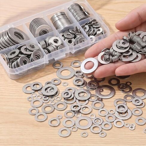 Stainless Flat Washers Kit, Assorted Size for Industrial-M2, M2.5 M3 M4 M5 M6 M8 M10, Wahsers for Bolts(600 Pcs) in Kuwait