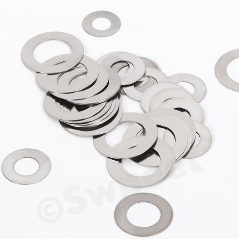 Swpeet 175Pcs 6 Sizes M4 M5 M6 M8 M10 M12 304 Stainless Steel Flat Washers Assortment Kit, Ultra Thin Flat Spacers, Metal Washers Set, Metal Ultra Thin Plain Gasket, Shim Washer for Screw Bolt in Kuwait