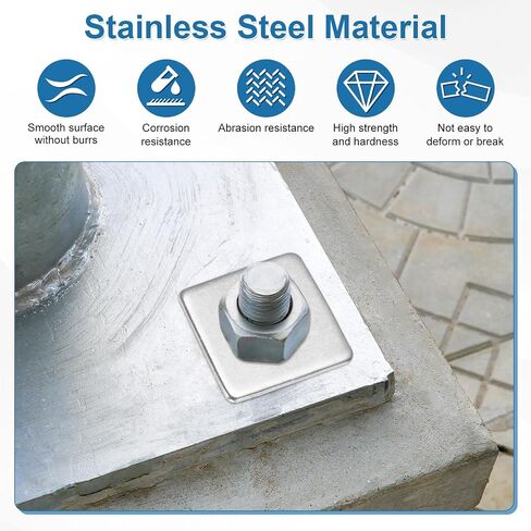 M METERXITY 10-Pack Square Washers Plate, Fit M8 Bolt Stainless Steel Gasket Flat Bearing Pad Washers for Construction/Hardware Fastener, 0.31" ID 2mm Thickness Spacer in Kuwait