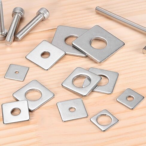 M METERXITY 10-Pack Square Washers Plate, Fit M8 Bolt Stainless Steel Gasket Flat Bearing Pad Washers for Construction/Hardware Fastener, 0.31" ID 2mm Thickness Spacer in Kuwait