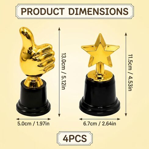 4PCS Thumbs Up Trophy, Motivational Recognition Trophies for Events, Achievements, and Celebrations, Mini Trophies Polished Finish in Kuwait