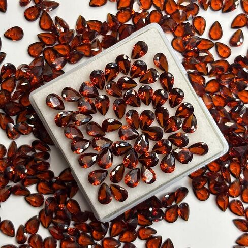 7x5 mm 12 Ct Lot Certified Natural Beautiful Fire Orange Sapphire Pear Cut Gems in Kuwait