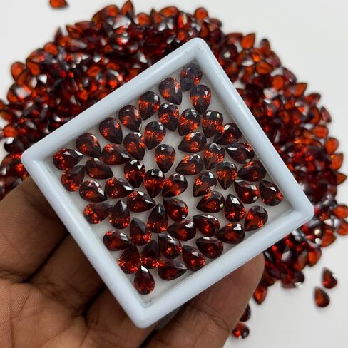 7x5 mm 12 Ct Lot Certified Natural Beautiful Fire Orange Sapphire Pear Cut Gems in Kuwait