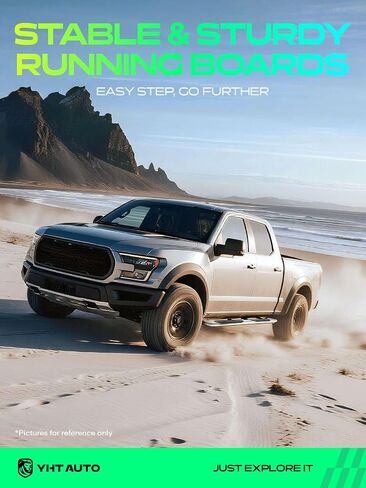 YHTAUTO 4.25 بوصة قضبان جانبية لألواح الجري متوافقة مع Ford Ranger 2019-2026، كابينة الطاقم/الطاقم الفائق، فولاذ أسود محكم، قضبان جانبية للشاحنة ملحقات خارجية للطرق الوعرة in Kuwait
