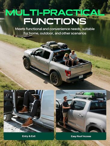YHTAUTO 4.25 بوصة قضبان جانبية لألواح الجري متوافقة مع Ford Ranger 2019-2026، كابينة الطاقم/الطاقم الفائق، فولاذ أسود محكم، قضبان جانبية للشاحنة ملحقات خارجية للطرق الوعرة in Kuwait