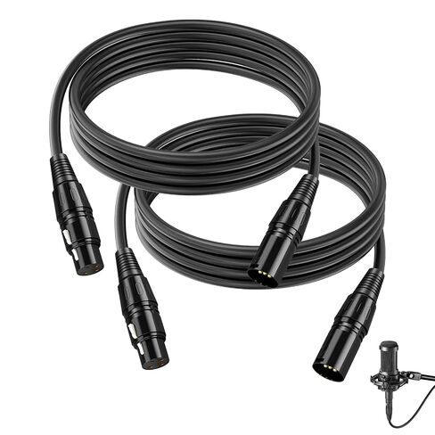 2 Pack XLR to XLR Microphone Cable 6.5FT, Balanced 3-PIN Male to Female Audio Cord Compatible with Shure SM Series, PA Speaker Systems, Studio Recording, DJ, Live Sound & Radio Equipment, Black in Kuwait