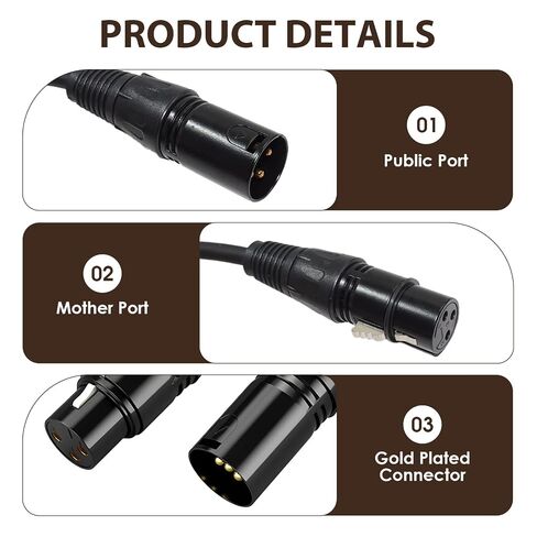 2 Pack XLR to XLR Microphone Cable 6.5FT, Balanced 3-PIN Male to Female Audio Cord Compatible with Shure SM Series, PA Speaker Systems, Studio Recording, DJ, Live Sound & Radio Equipment, Black in Kuwait