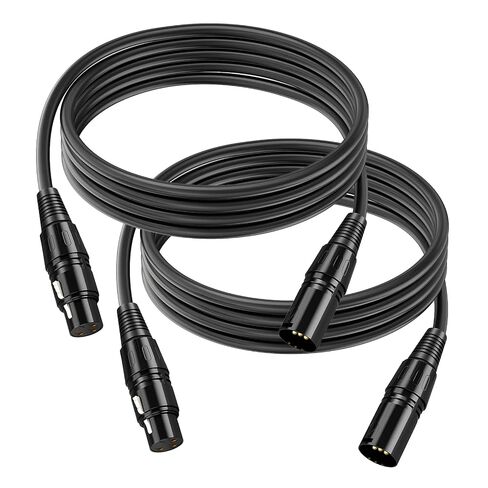 2 Pack XLR to XLR Microphone Cable 6.5FT, Balanced 3-PIN Male to Female Audio Cord Compatible with Shure SM Series, PA Speaker Systems, Studio Recording, DJ, Live Sound & Radio Equipment, Black in Kuwait