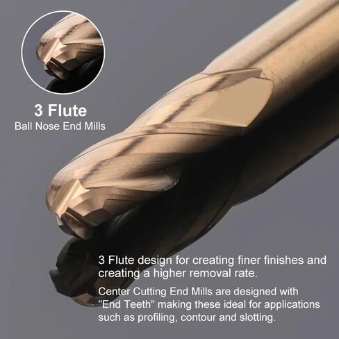 Milling Cutter 1/4 inch Shank 3 Flute Ball Nose Cutter TiCN Coated Carbide End Mill for Woodwrorking CNC Machine Router Bit in Kuwait