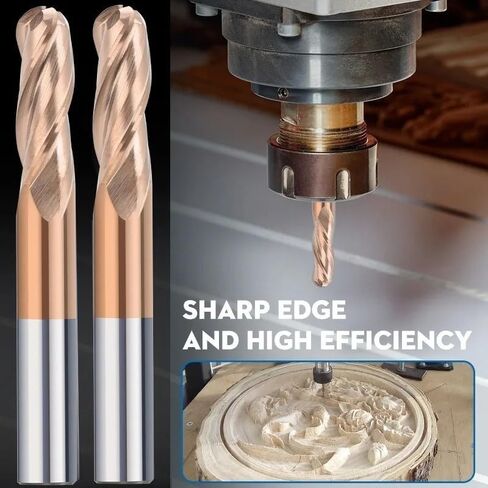 Milling Cutter 1/4 inch Shank 3 Flute Ball Nose Cutter TiCN Coated Carbide End Mill for Woodwrorking CNC Machine Router Bit in Kuwait