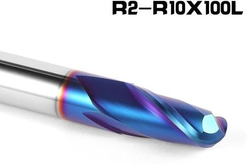 1pcs 2-Flute Solid Carbide End Mill HRC65 Ball Nose Tungsten Coated R2-R10 100L Alloy Coating Steel Tool in Kuwait