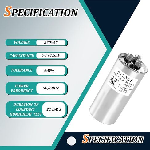 27L556BZ3 Capacitor 70+7.5UF 370VAC Helps Motor Start Stably Explosion-Proof in Kuwait