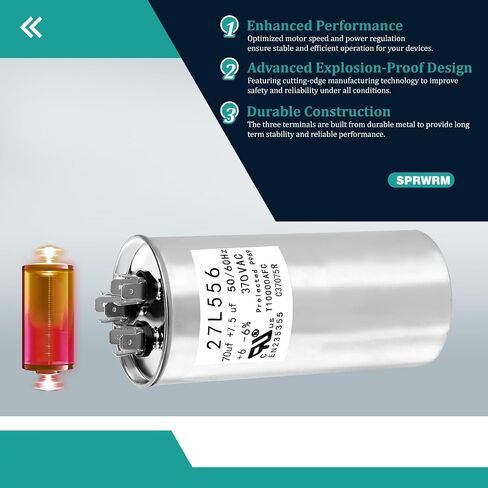 27L556BZ3 Capacitor 70+7.5UF 370VAC Helps Motor Start Stably Explosion-Proof in Kuwait