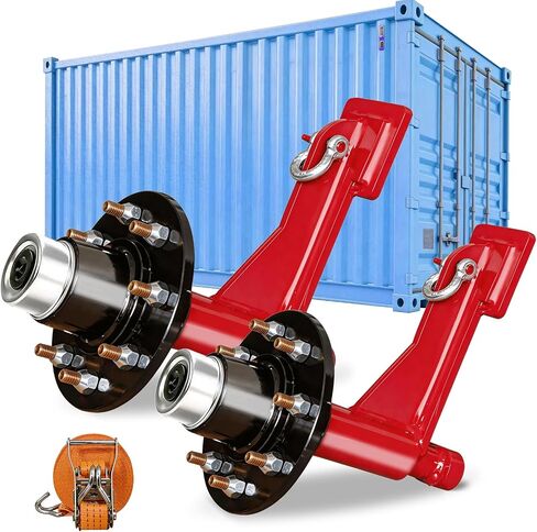 Upgrade 2-Pack 8-Lug Shipping Container Wheels Kit | Heavy Duty Bolt-On Spindle Axle, 8800LB Load Capacity, Portable Container Mover Accessories in Kuwait