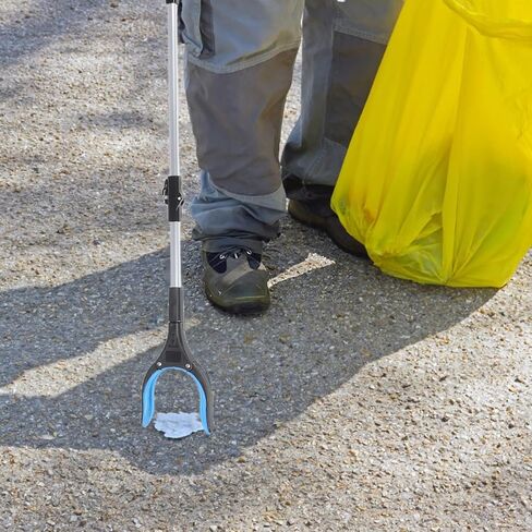 Zerodeko Foldable 3-Section Garbage Picker Trash Grabber Tool with Long Handle, Blue Quick Litter Clip for Home Cleaning and Outdoor Waste Pickup in Kuwait